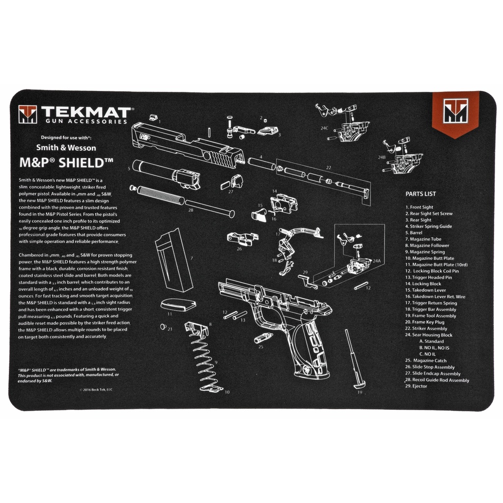 TEKMAT PISTOL MAT S&W M&P SHIELD BLK