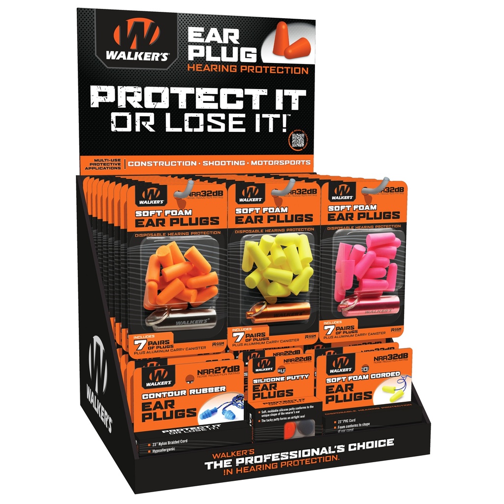 WALKER'S EAR PLUG DSPLY 58 PACKS