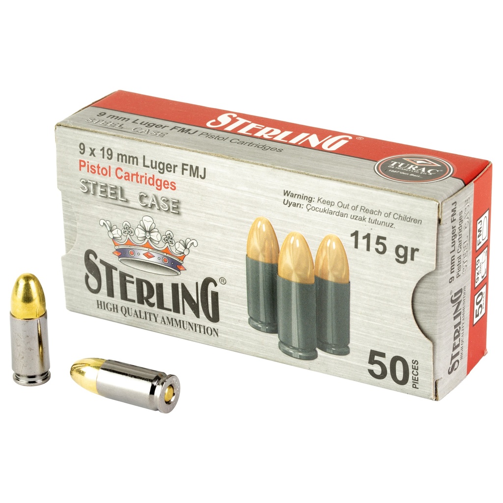 STERLING 9MM 115GR FMJ STEEL 50/1000