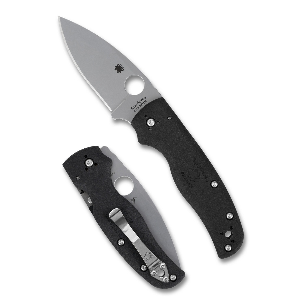 SPYDERCO SHAMAN LTWT 3.58" BLK/SLV