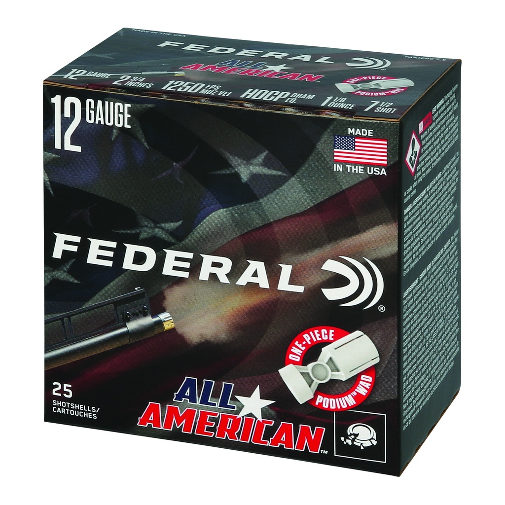 FED ALL AMER 12GA 2.75" 1 1/8OZ #7.5