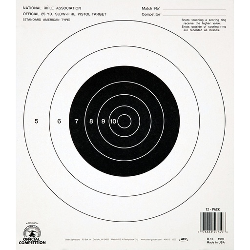 [OUT40722] CHAMPION NRA B16 25YD PSTL S/F 100PK