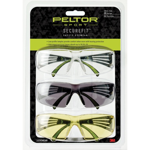 [PELSF400-P3PK-6] PELTOR SECUREFIT 400 EYE PROT 3-PACK