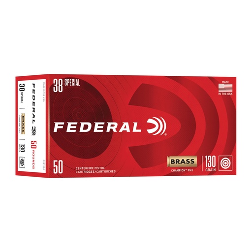 [FEC38130A] FED CHAMP 38SPL 130GR FMJ 50/1000