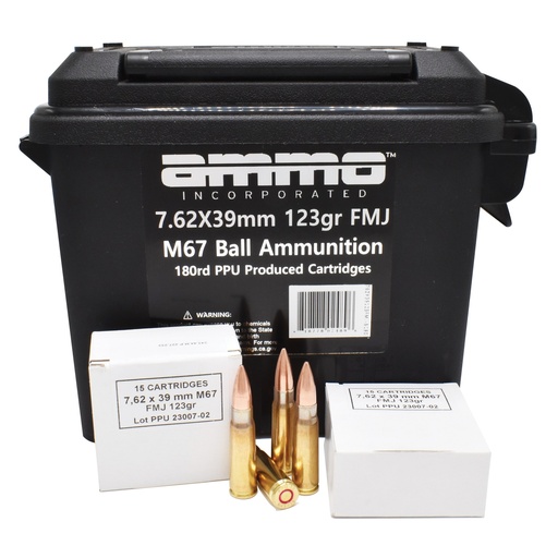 [AMI762X39123FMJ-B180] AMMO INC 7.62X39MM 123GR FMJ 180RD