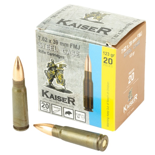 [CARASAM8313] KAISER 7.62X39 123GR FMJ 20/1000