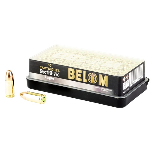[GLOBEL8606110608086] BELOM 9MM 124GR FMJ BRASS 50/1000