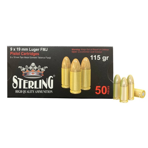 [GLOSRL8698779955748] STERLING 9MM 115GR FMJ BRASS 50/1000