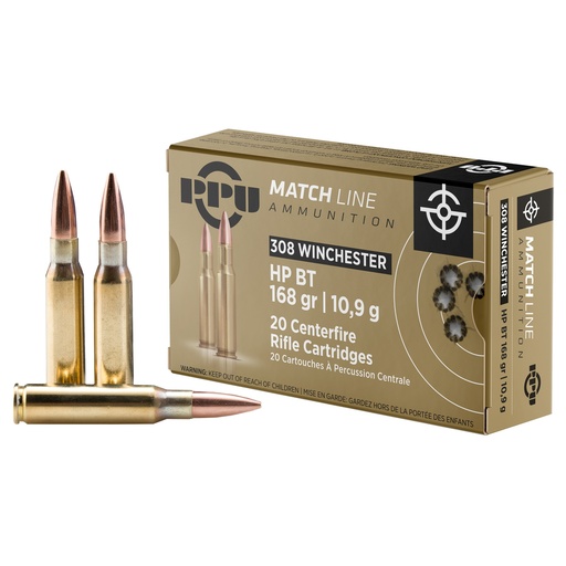 [PPUPPM3082] PPU .308 WIN MATCH 168GR HPBT 20/200