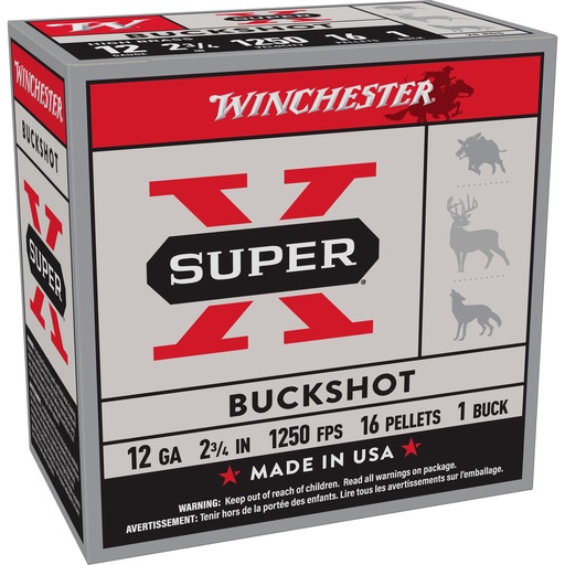 [WNXB121VP25] WIN SUPERX 12GA 2.75 BUCKSHOT 25/250