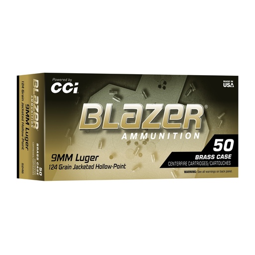 [CCI5246] CCI BLAZER BRASS 9MM 124G JHP 50/500