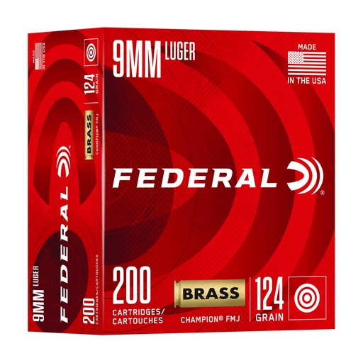 [FEC9124A200] FED CHAMP 9MM 124GR FMJ 200/1000