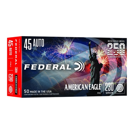[FEAE45USA] FED 250TH ANV USA 45ACP 230GR FMJ